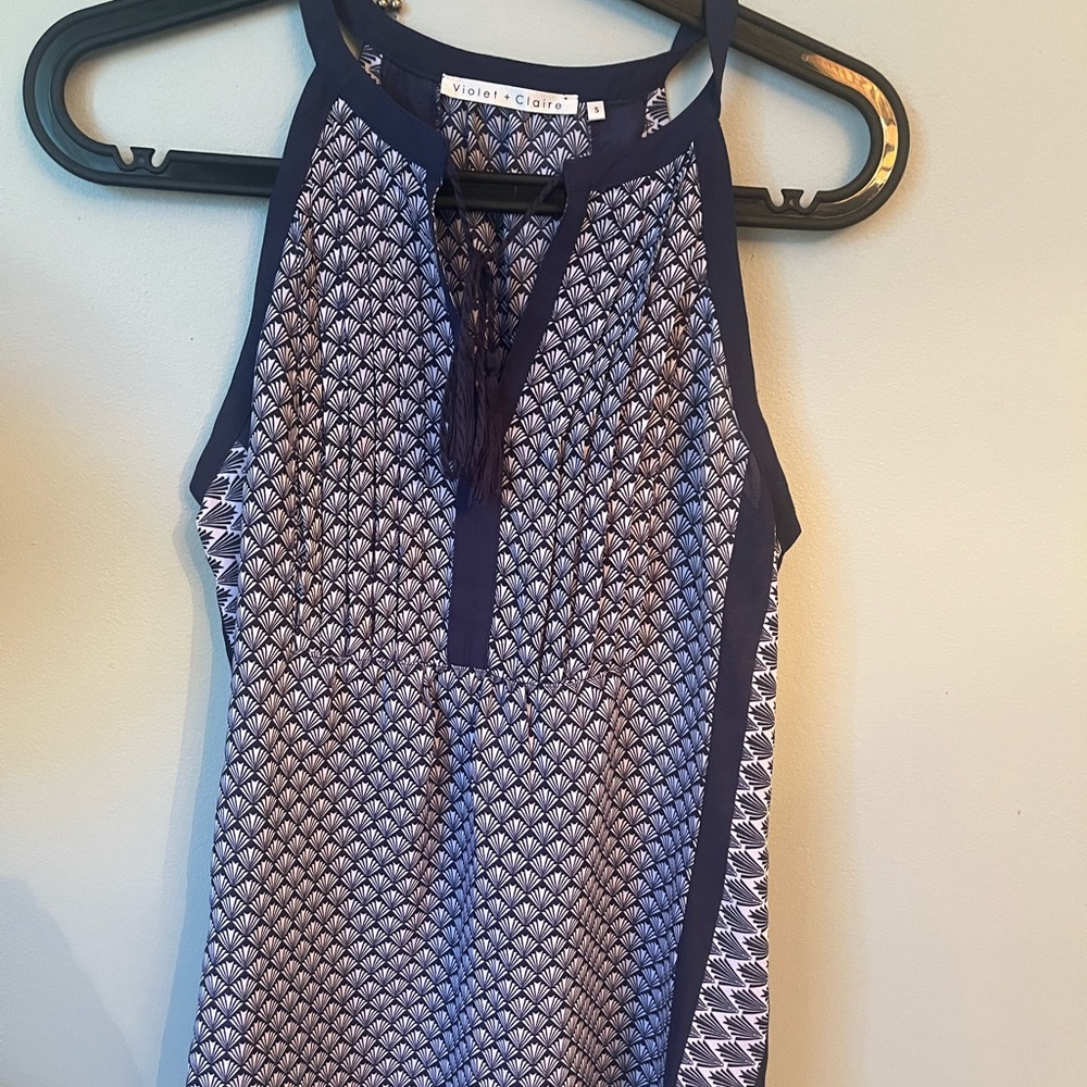 Violet & Claire Blue and White Sleeveless Tank Top